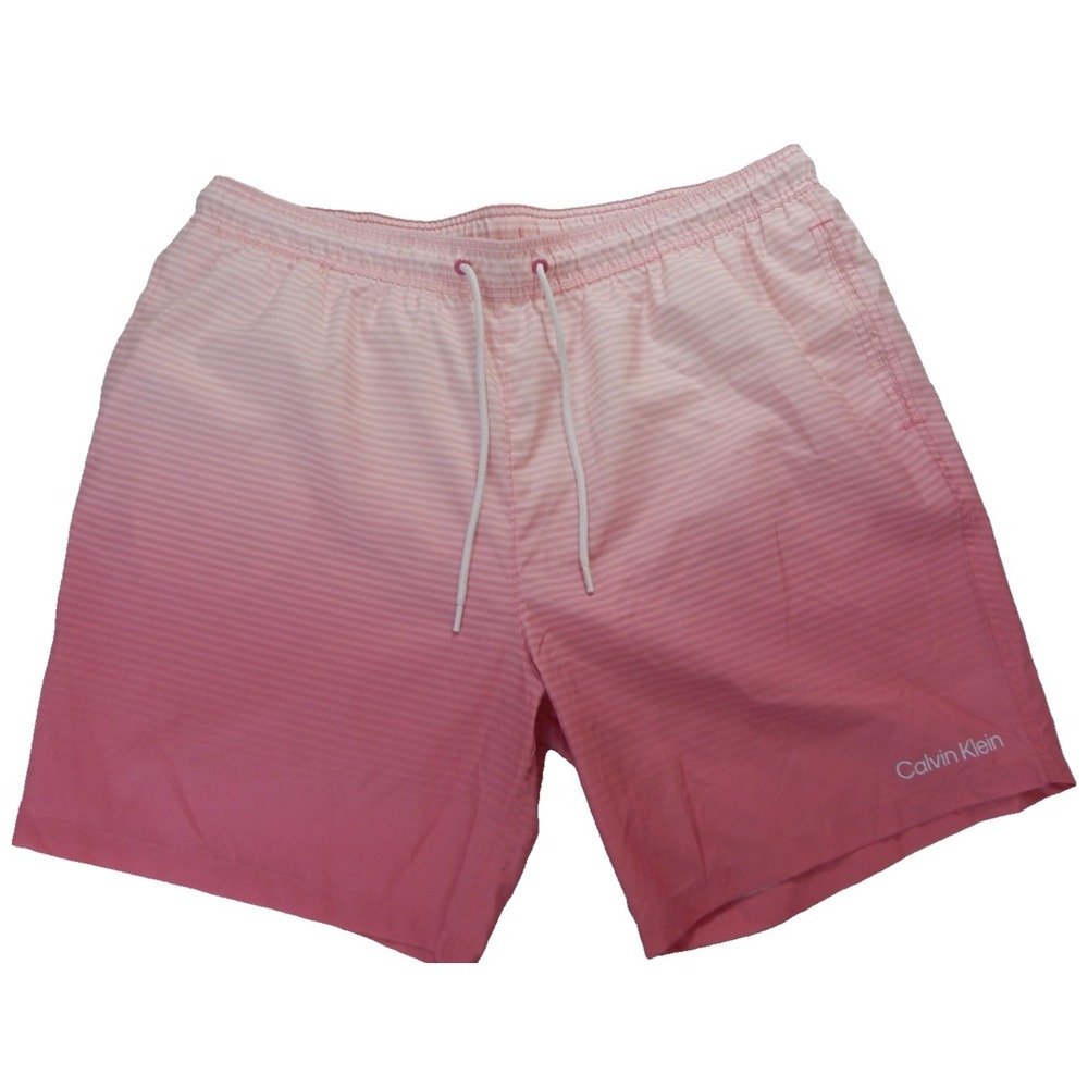 Calvin Klein Men's Ombré Gradient Stripe UPF 50+ 7" Swim Trunks Pink Size 2XL